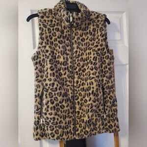 Calvin Klein leopard print fleece vest sz small